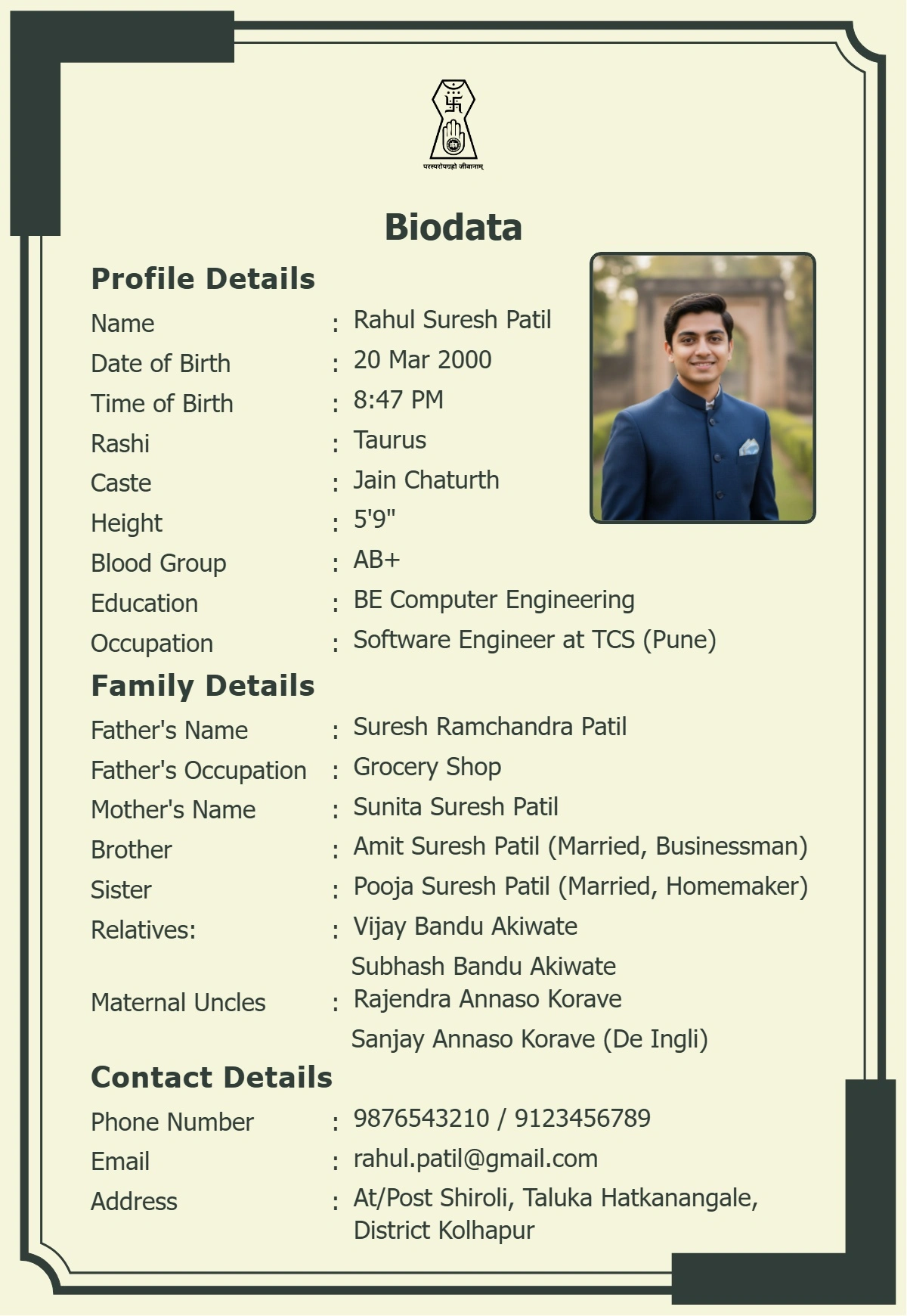 top rated royal blue premium marriage biodata format for boy and girl